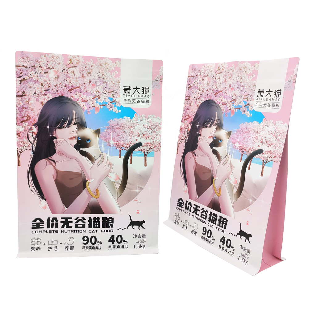 Flat Bottom Pouch for 1.5kg Cat Food Packaging