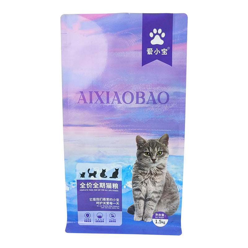 Flat Bottom Pouch for 1.5kg Cat Food Packaging