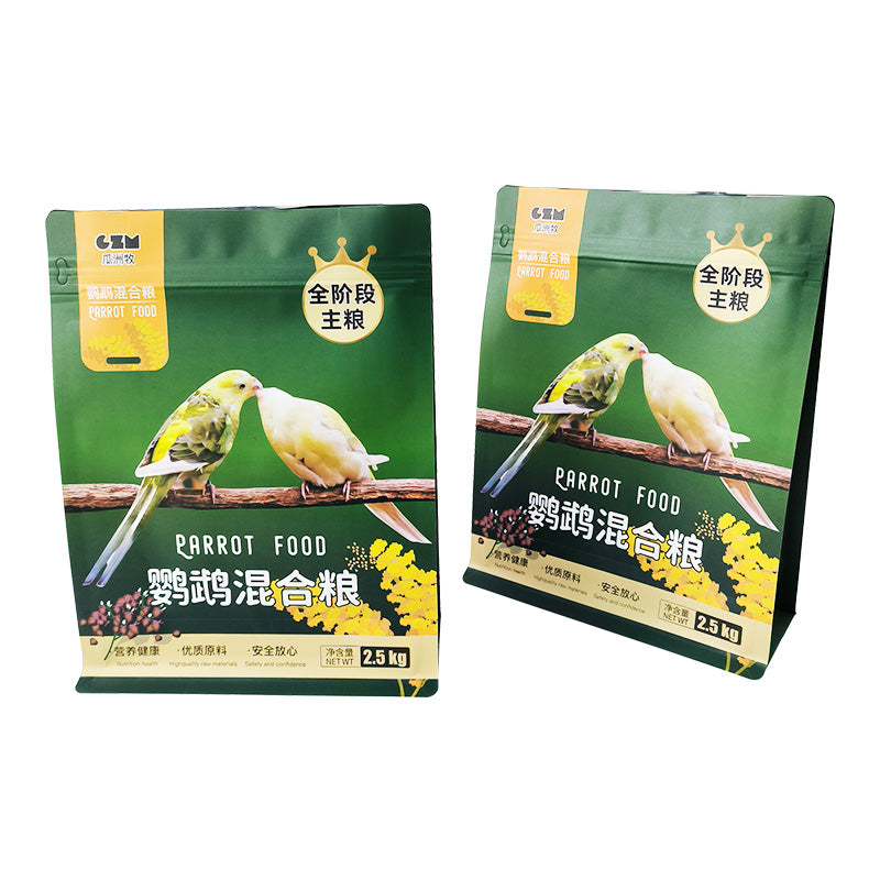 Flat Bottom Pouch for 2.5kg Parrot Food Packaging