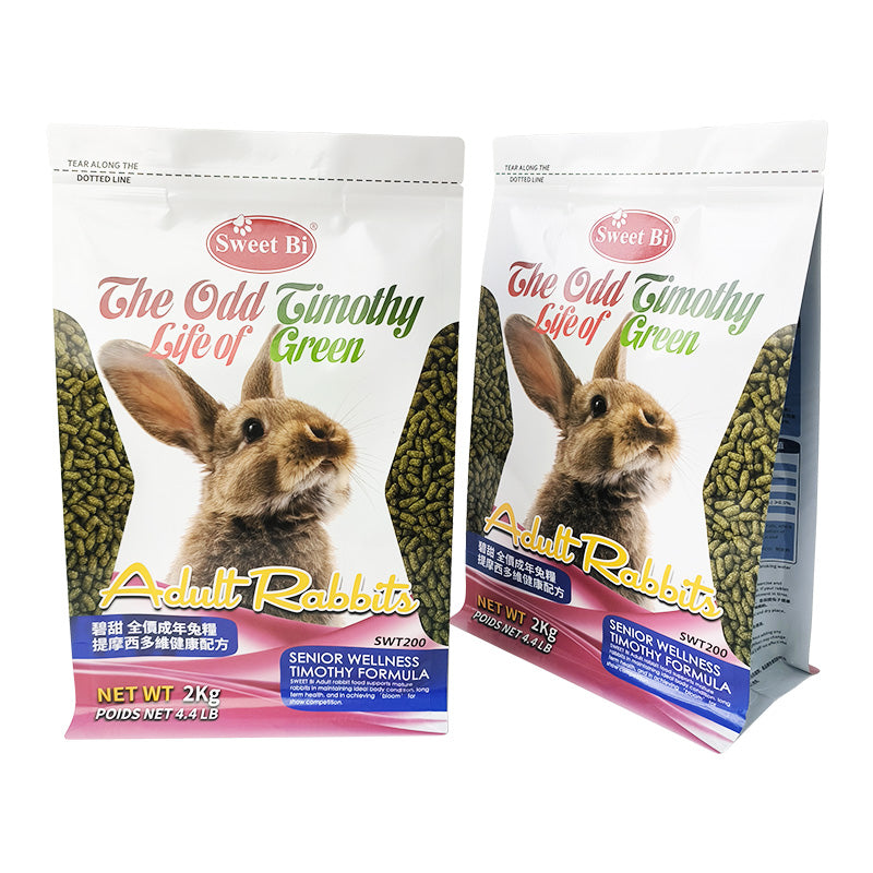 Flat Bottom Pouch for 2kg Rabbit Food Packaging