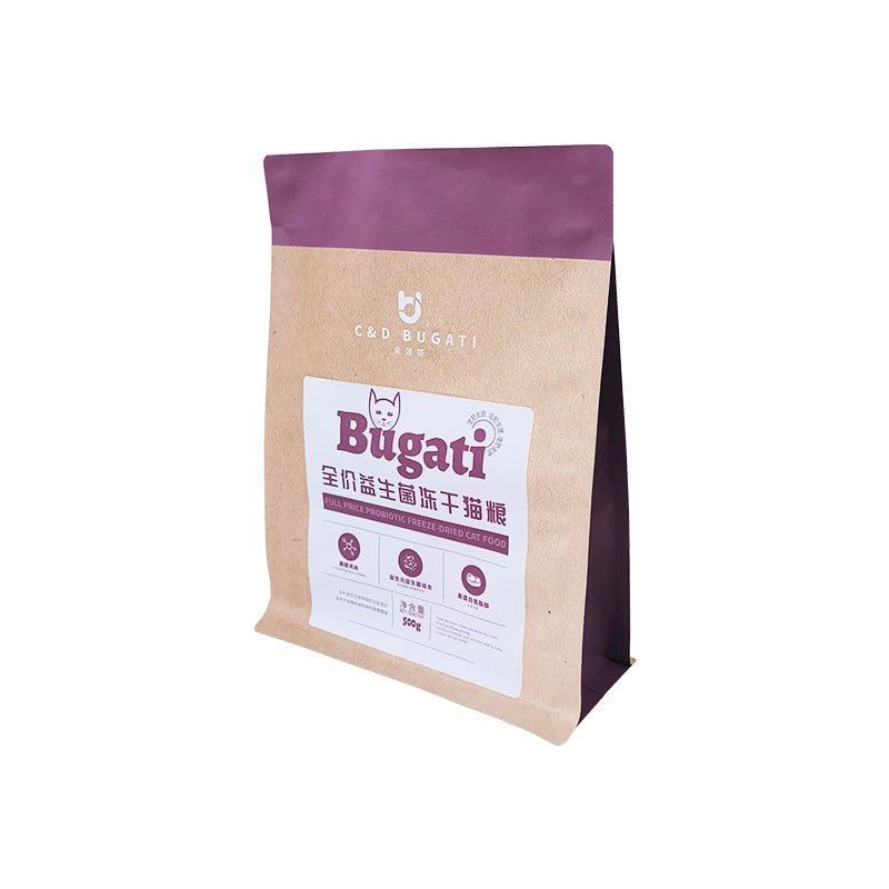 Flat Bottom Pouch made of Kraft Paper for Food Packaging