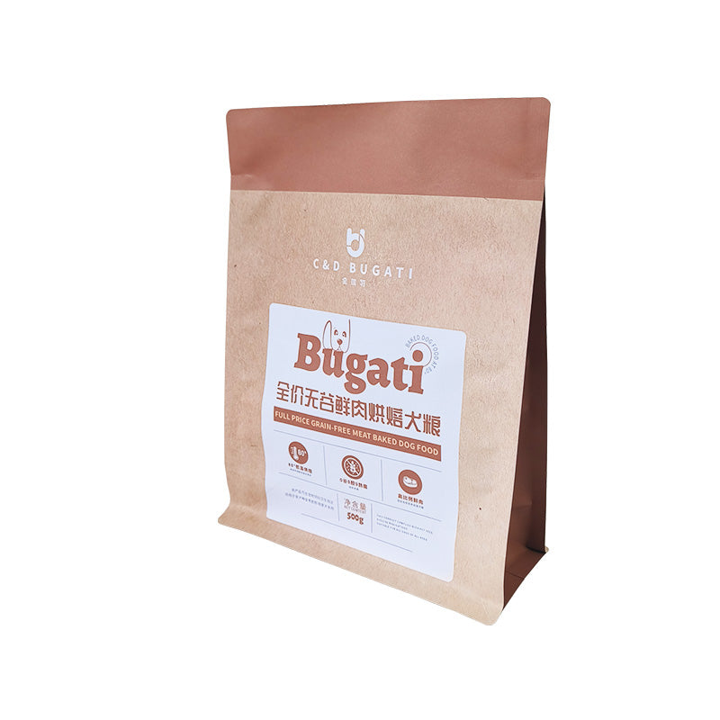 Flat Bottom Pouch made of Kraft Paper for Food Packaging